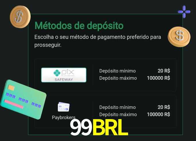 O cassino 99BRL oferece uma grande variedade de métodos de pagamento